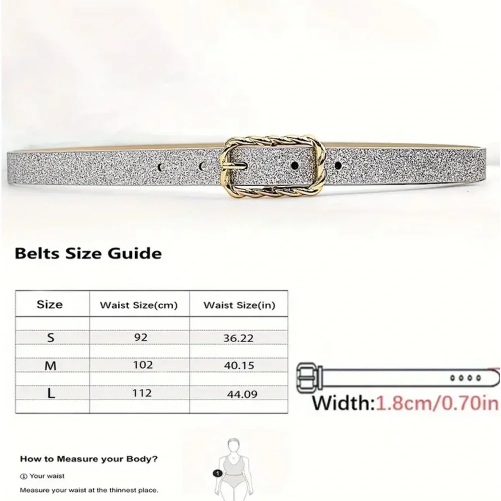 NEW| Women’s 1pc Casual Vintage Braided Golden Buckle Belt Size L